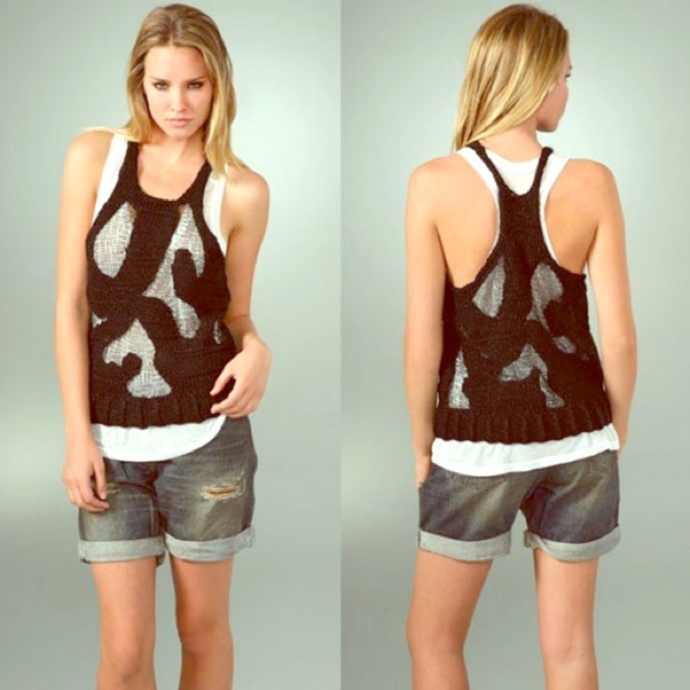 Alexander Wang Long Tank Sweater Destroyed Knit